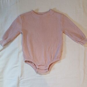 Old Navy Light Pink Ribbed Long-Sleeve One-Piece